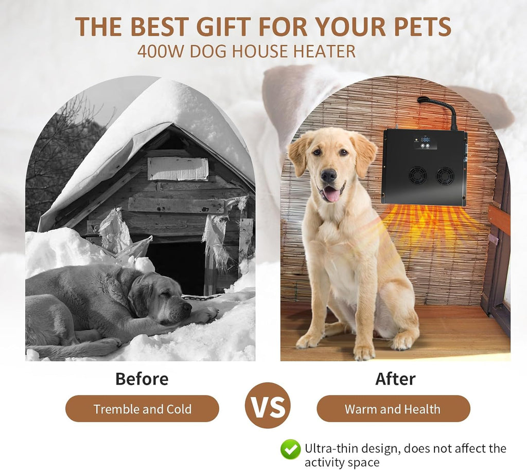 briidea 400w dog house heater with ptc rapid showing dimensions