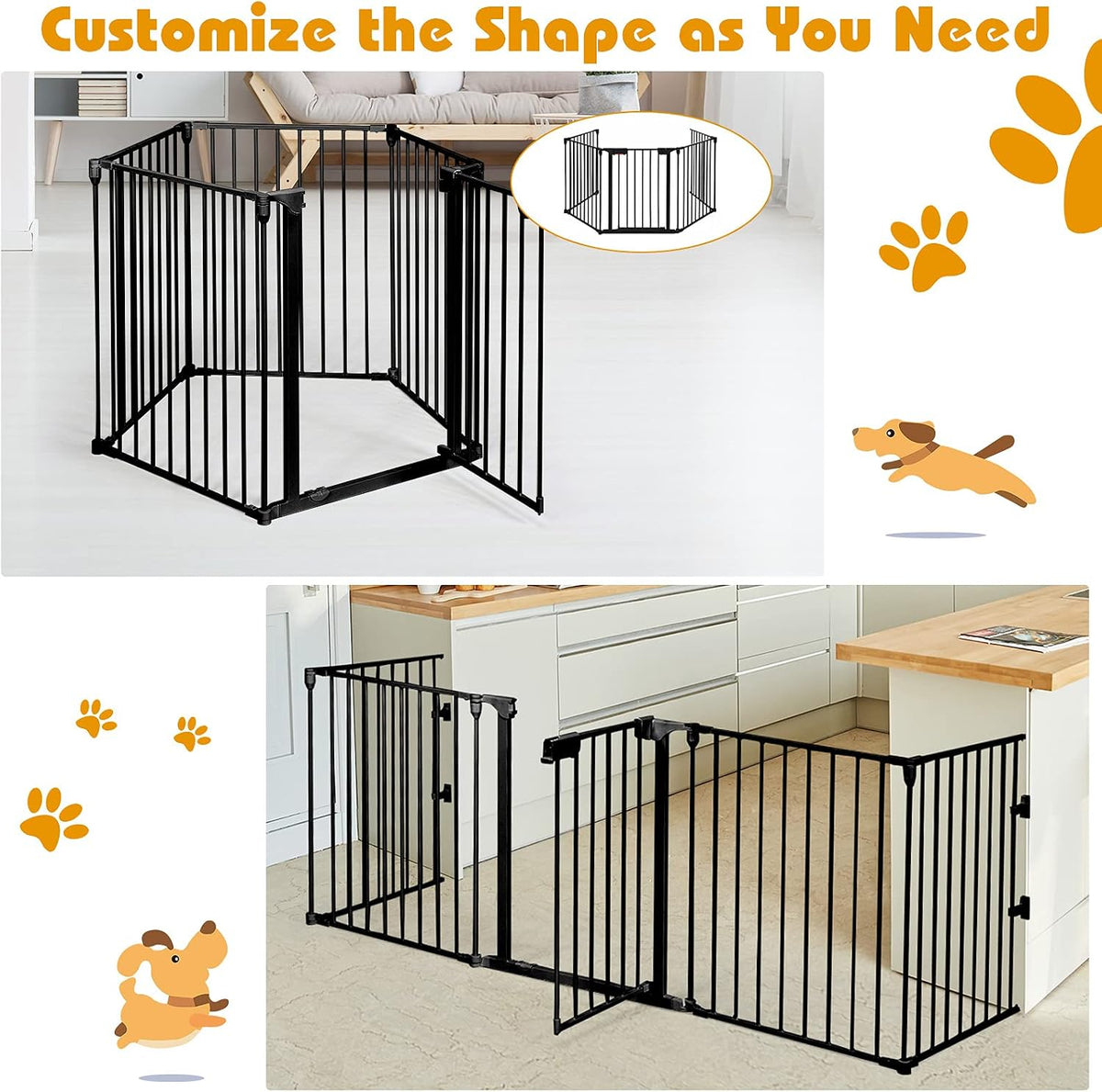 petsite 121" extra wide pet gate & playpen shown in use