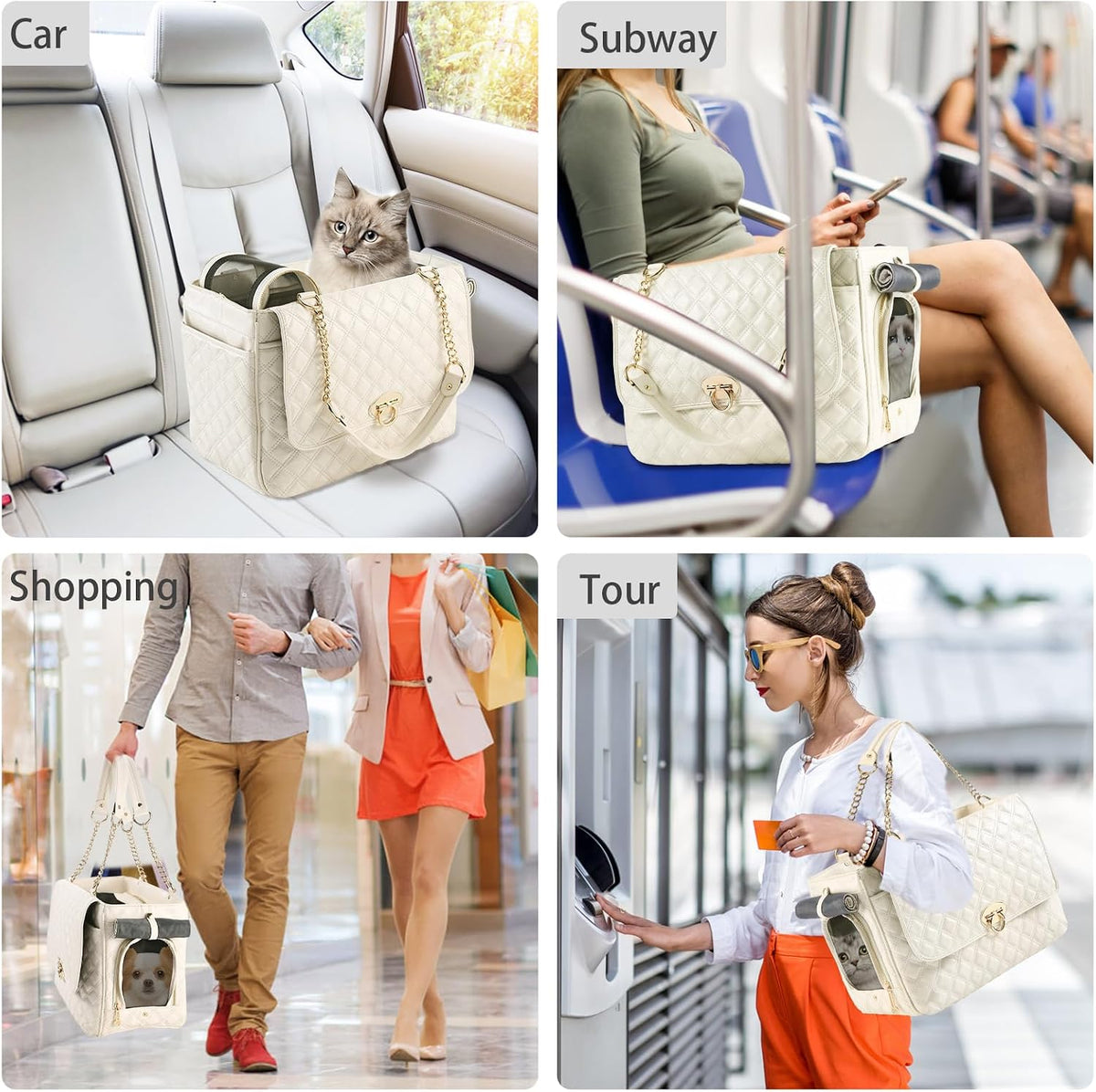 fashion dog purse for small dogs with 2 showing dimensions
