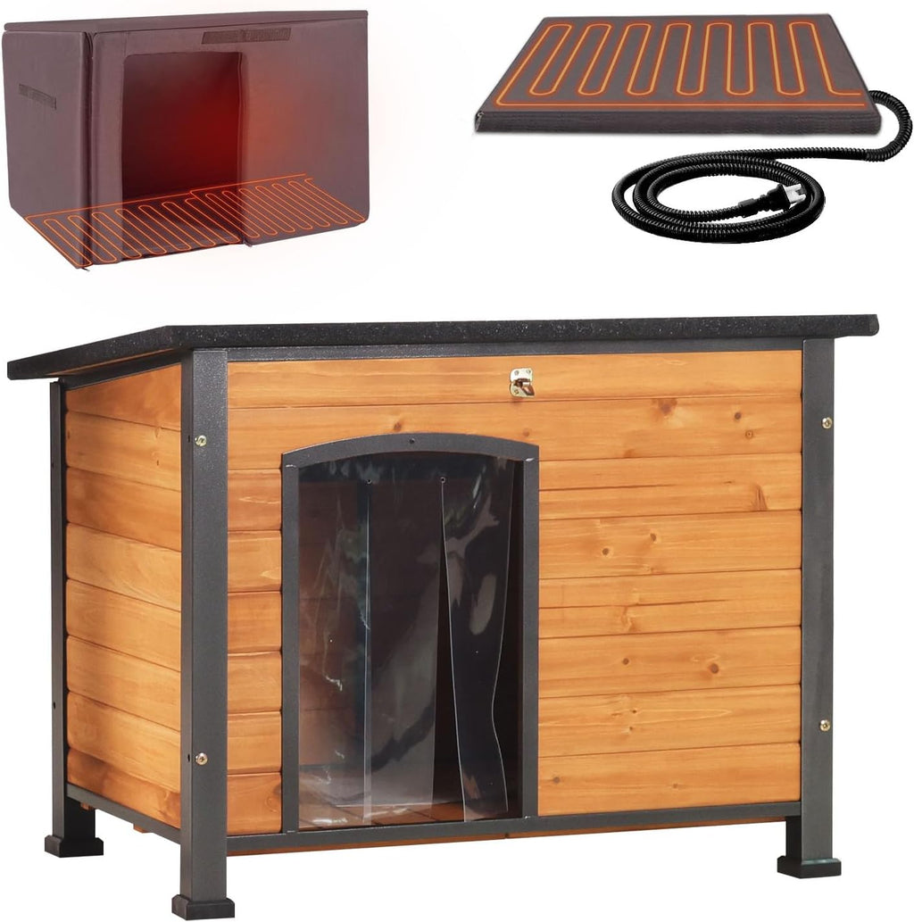 heated dog house outdoor 35.5" large dog kennel, main product view