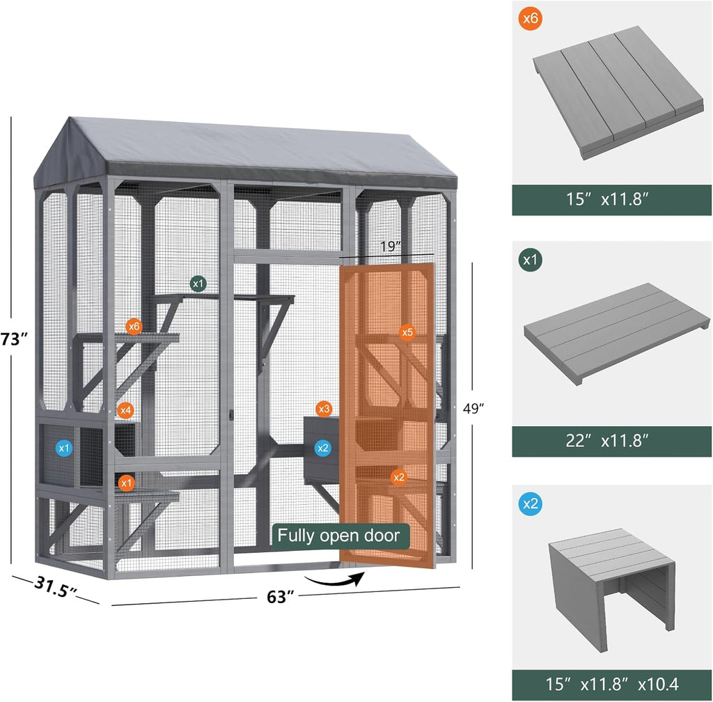 timhaka 72" catio outdoor cat enclosure with waterproof, package contents