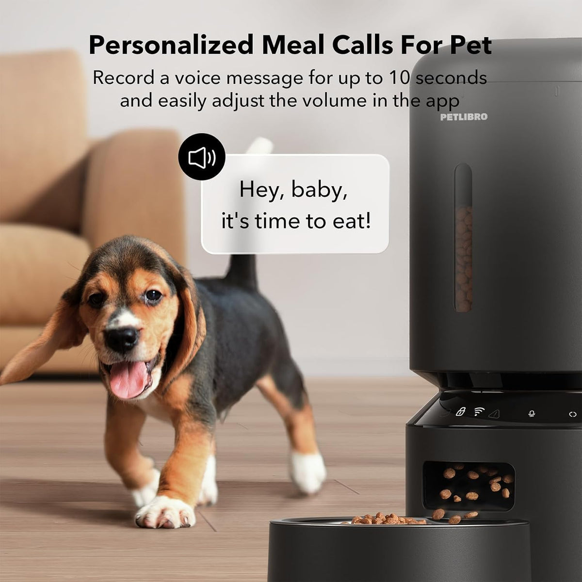 petlibro automatic cat feeder, cat food dispenser battery-operated showing dimensions