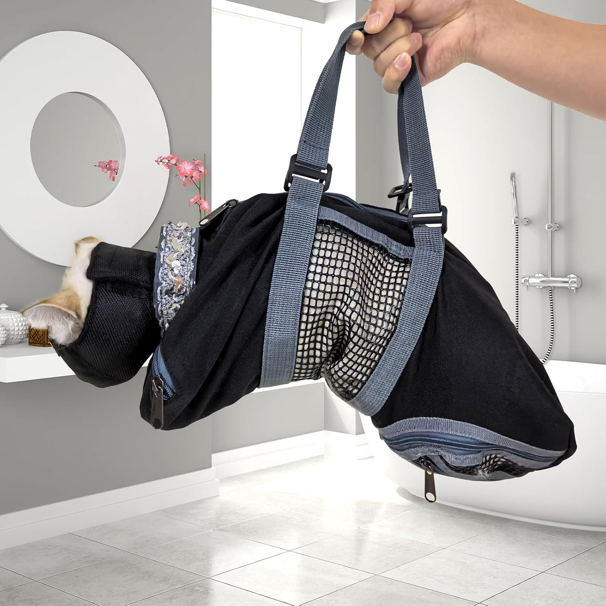 cinf cat restraint grooming bag, anti-scratch tool for showing dimensions