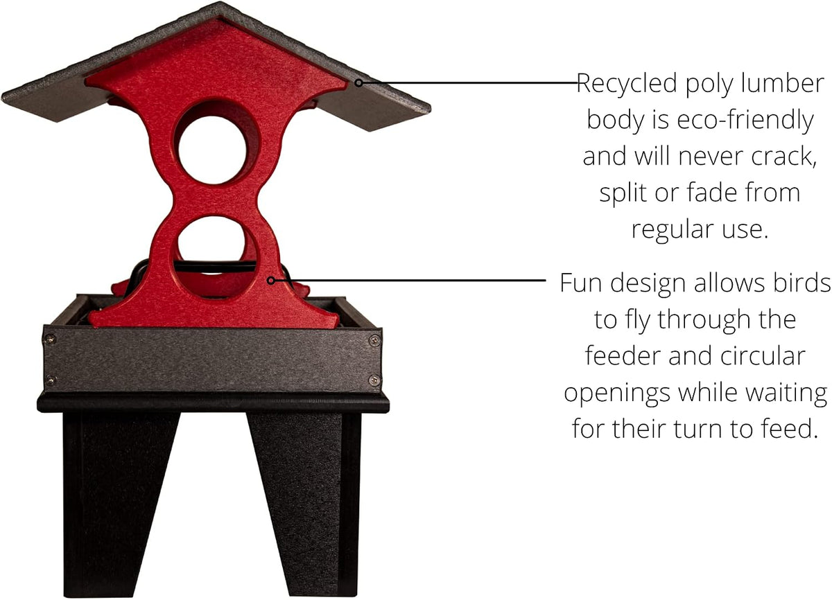 jcs wildlife medium ground fly thru bird feeder, side view