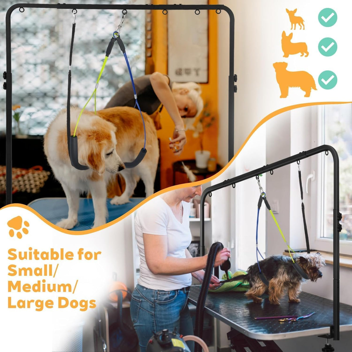 adjustable dog grooming arm with heavy-duty clamp: 44", side view
