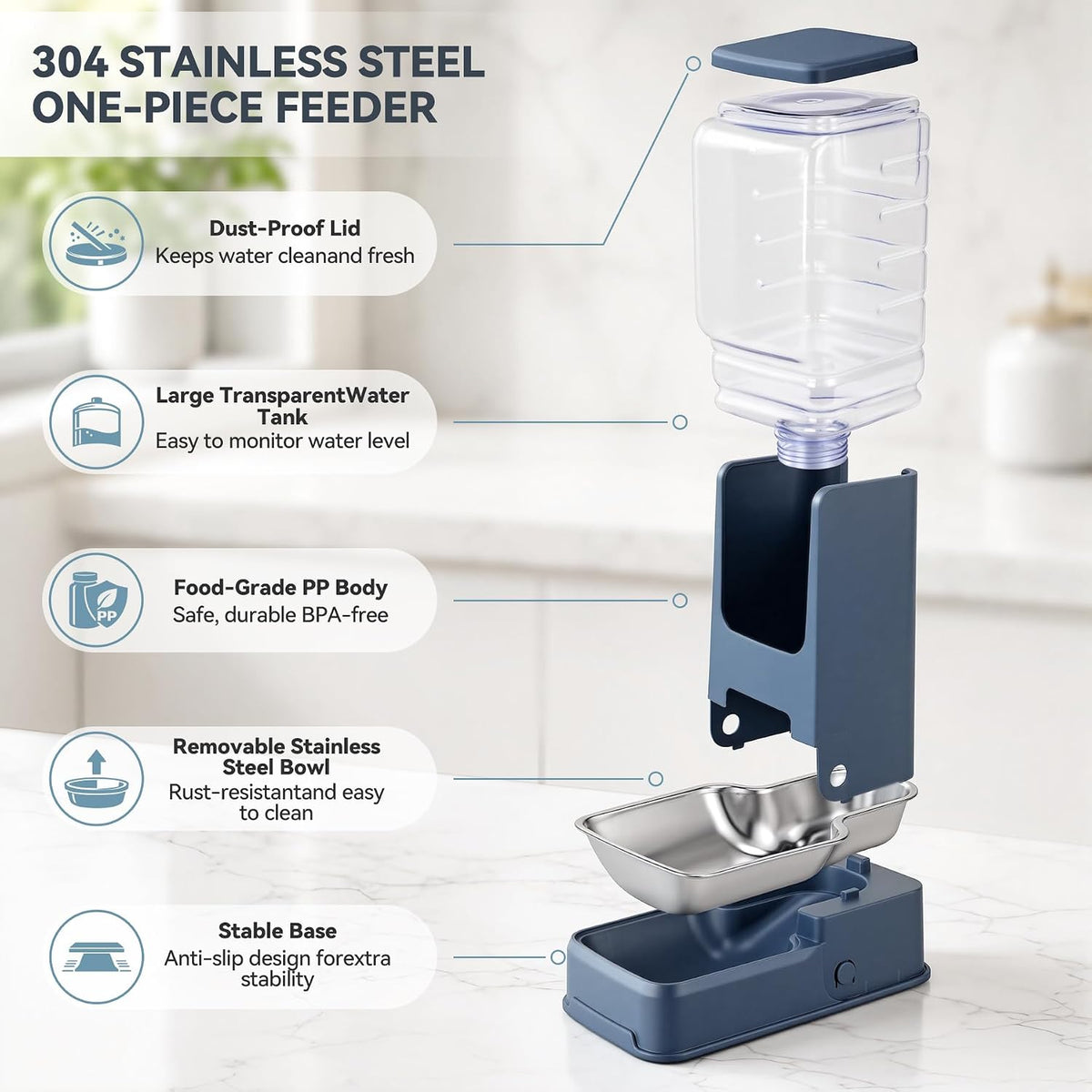 automatic cat feeder stainless steel gravity food and shown in use