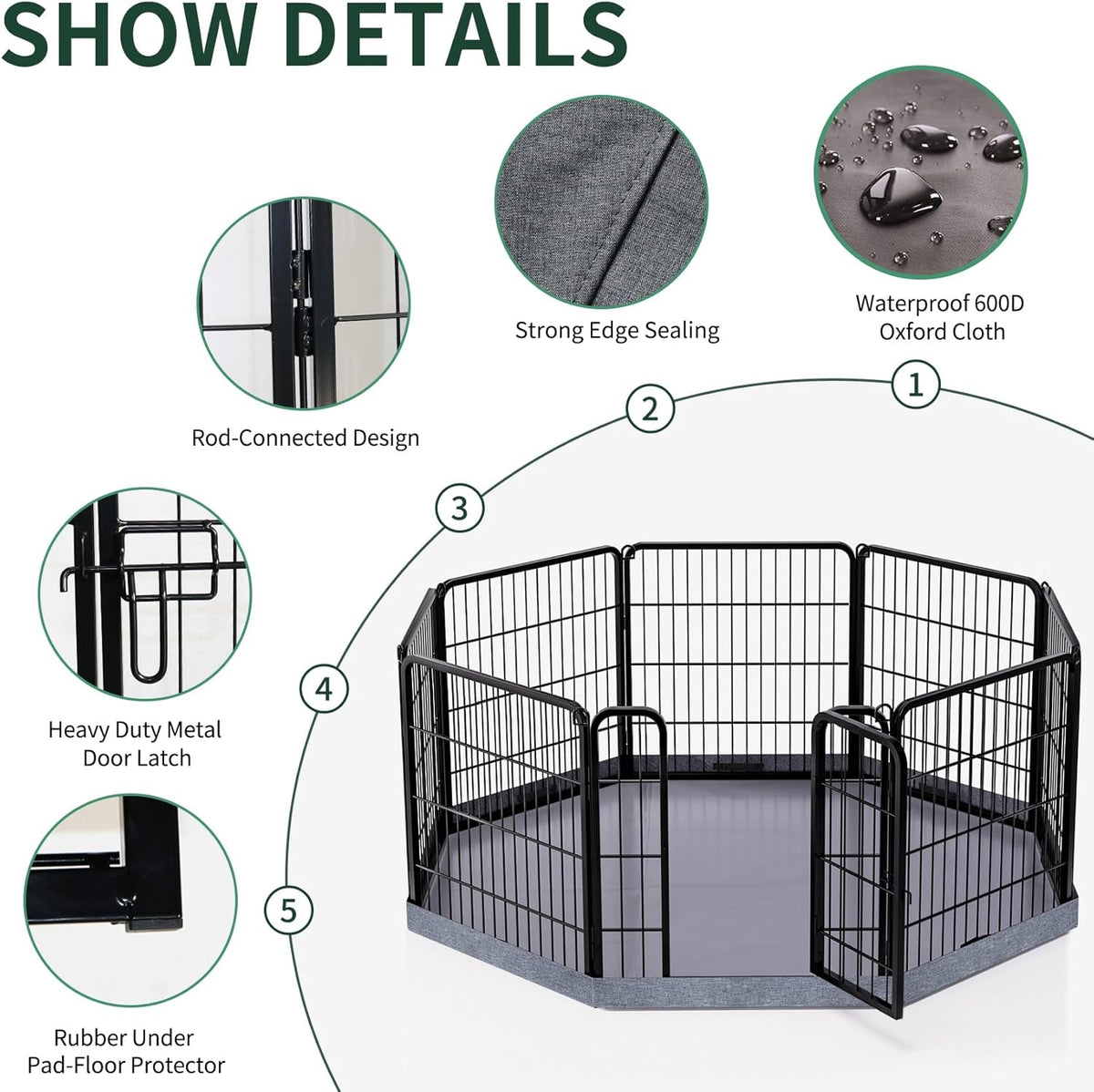 petime dog playpen,metal exercise puppy pen heavy duty shown in use
