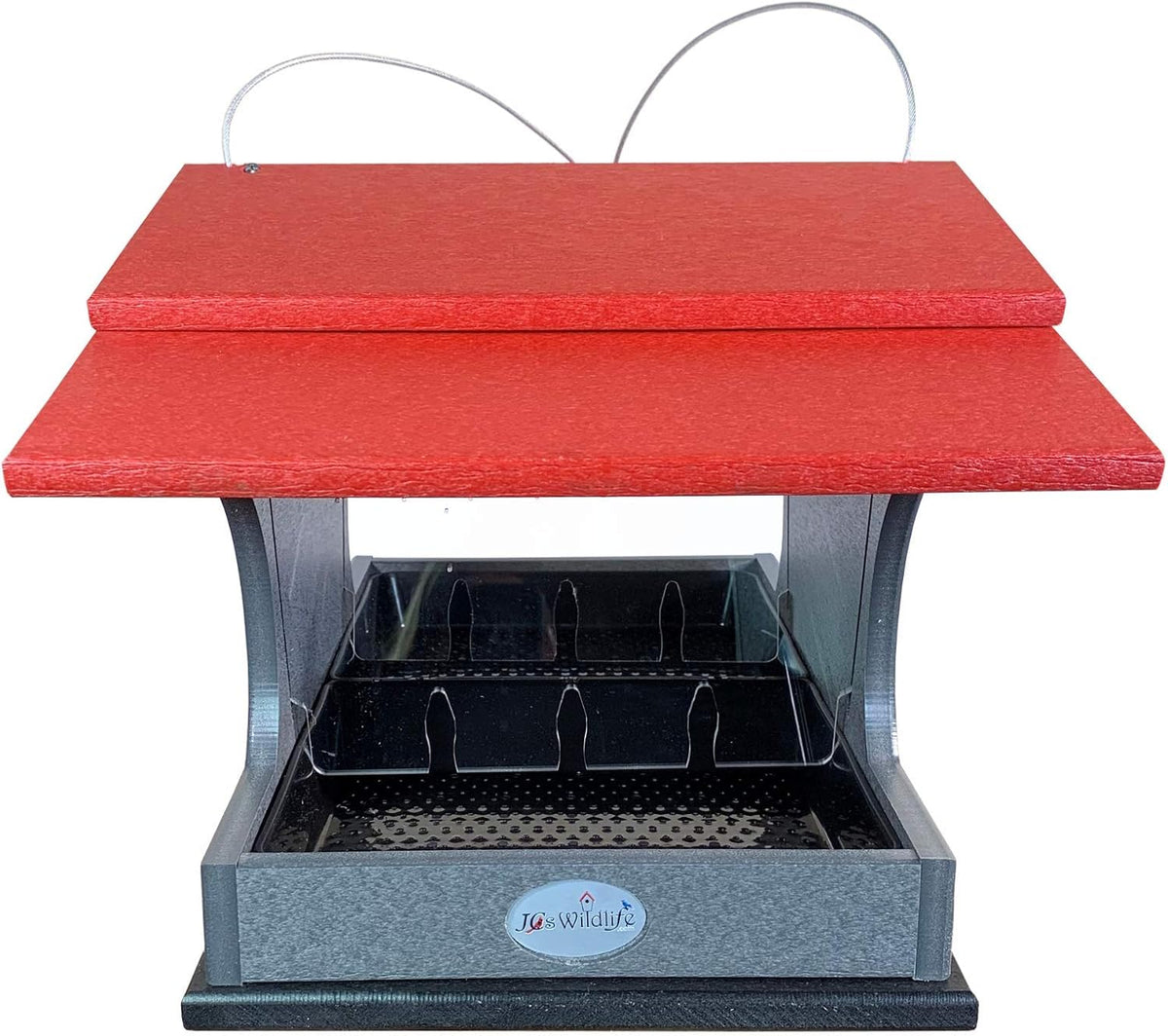 jcs wildlife large poly hopper bird feeder showing dimensions