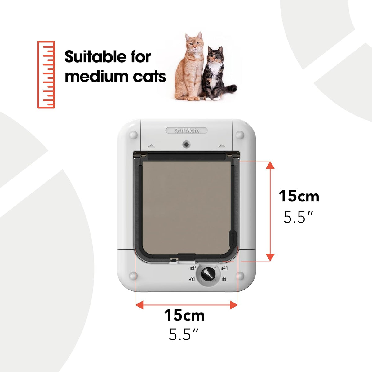 cat mate microchip activated cat flap (360) for showing dimensions