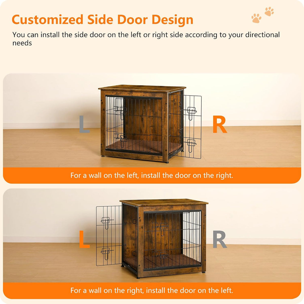dwanton 27" dog crate furniture, dog kennel indoor, close-up detail