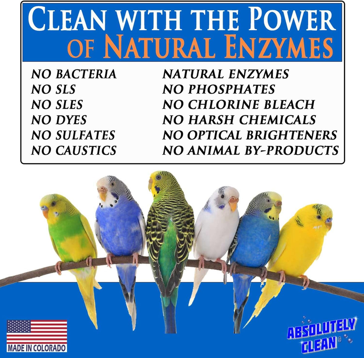 absolutely clean amazing bird cage cleaner and deodorizer showing dimensions