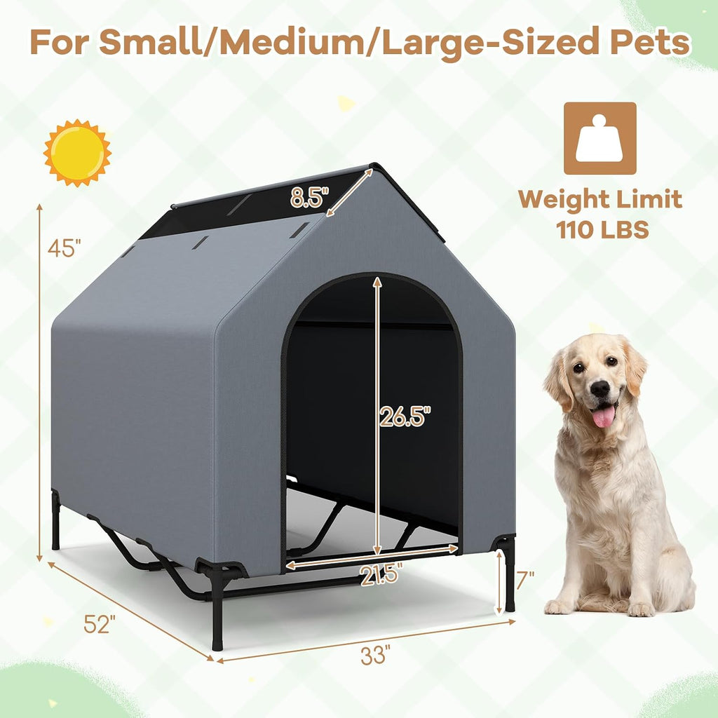 giantex 52 inch dog house outdoor extra large, front angle view