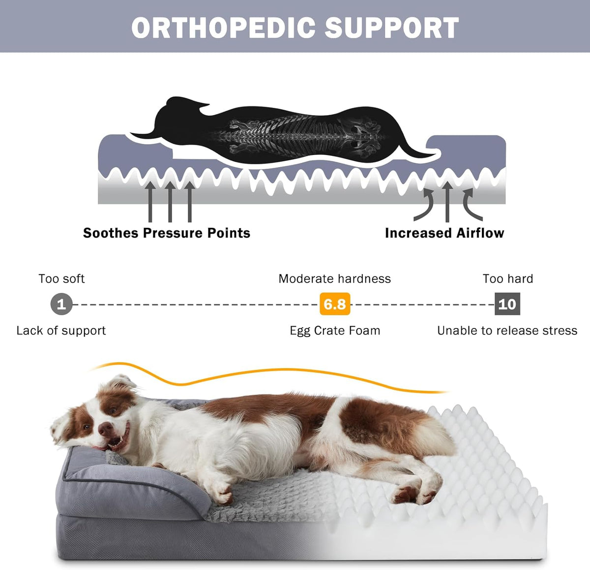 invenho orthopedic dog beds large sized, xl washable shown in use