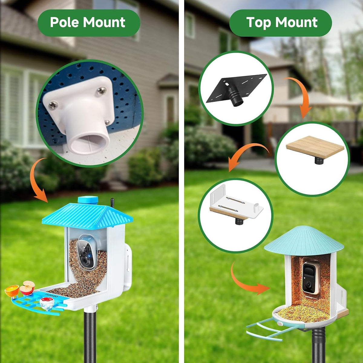 proerr smart bird feeder pole stand 79in,adjustable height, close-up detail