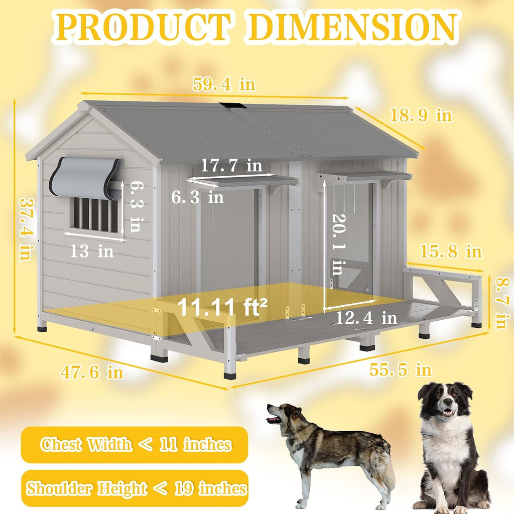 petscosset 59.4" l large dog house outdoor & on a desk or shelf