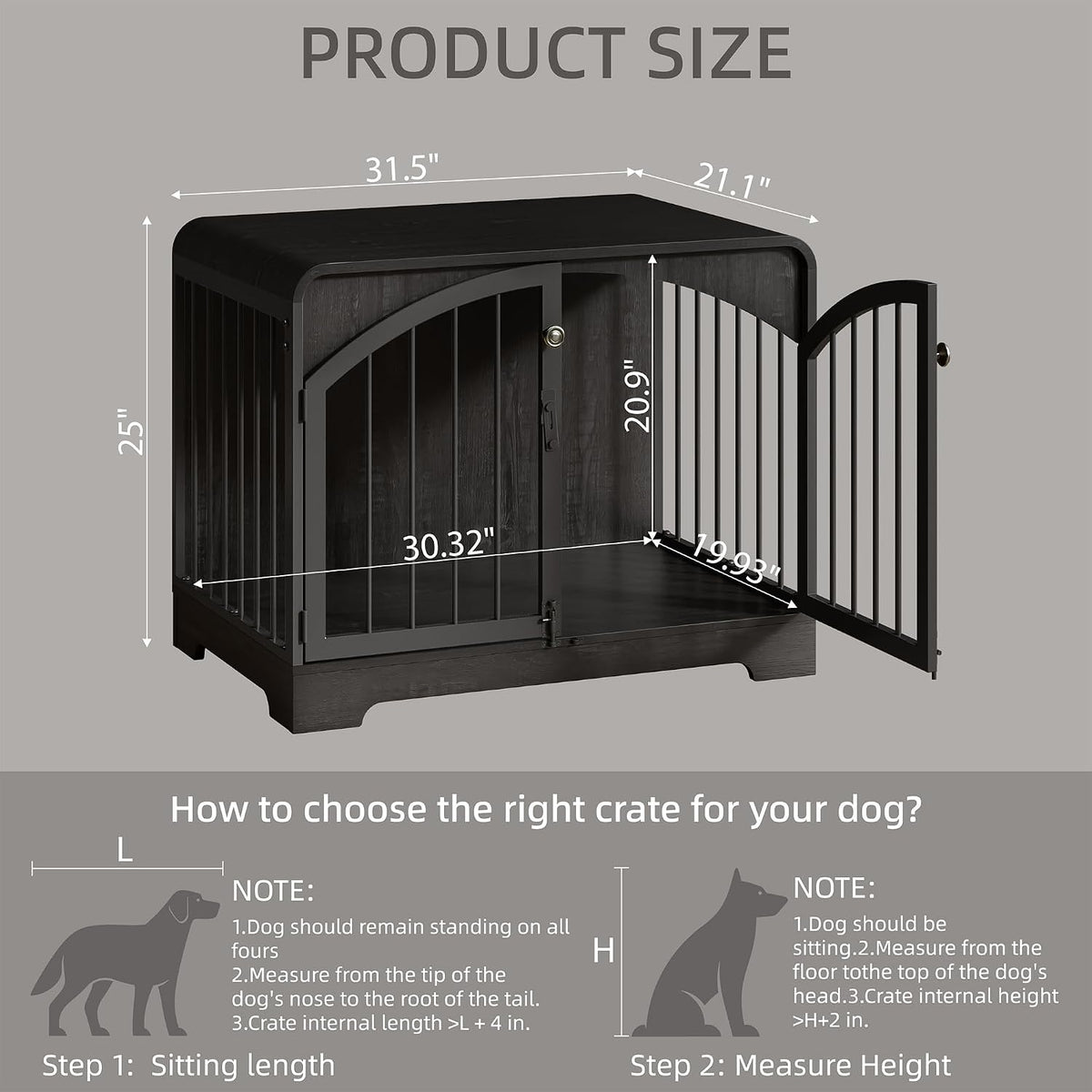 31.5" farmhouse dog crate furniture for small dogs shown in use