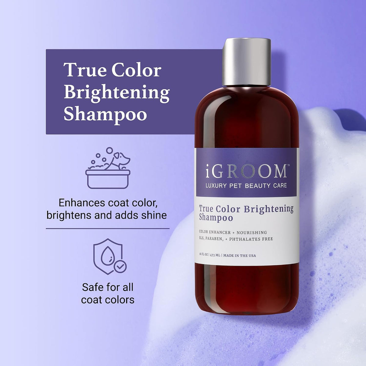 igroom true color dog shampoo, luxury pet beauty shown in use