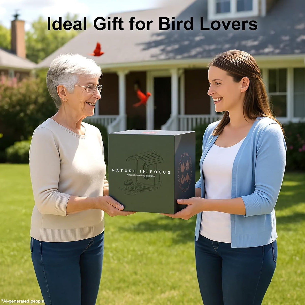 birdsnap® smart bird feeder with camera, solar powered showing dimensions