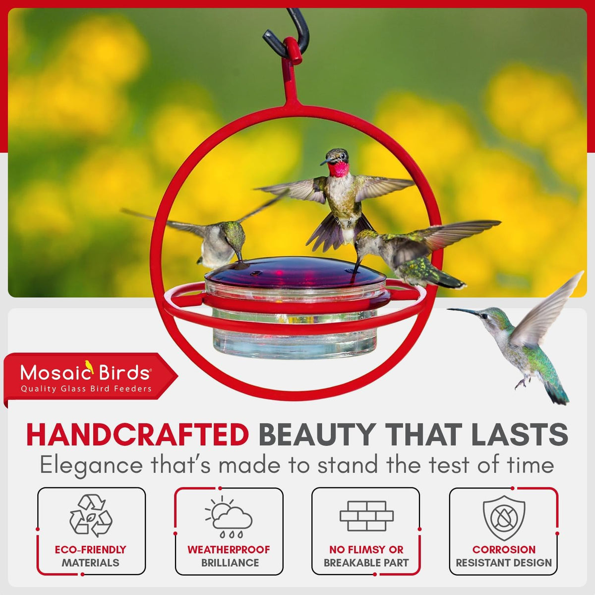 hummingbird feeder for outdoors hanging, 3.4 oz hummingbird, close-up detail