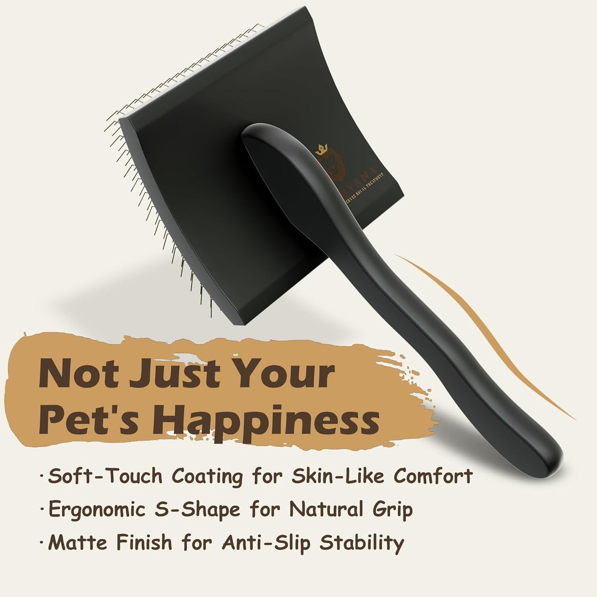 slicker brush for dogs – professional long pin, side view