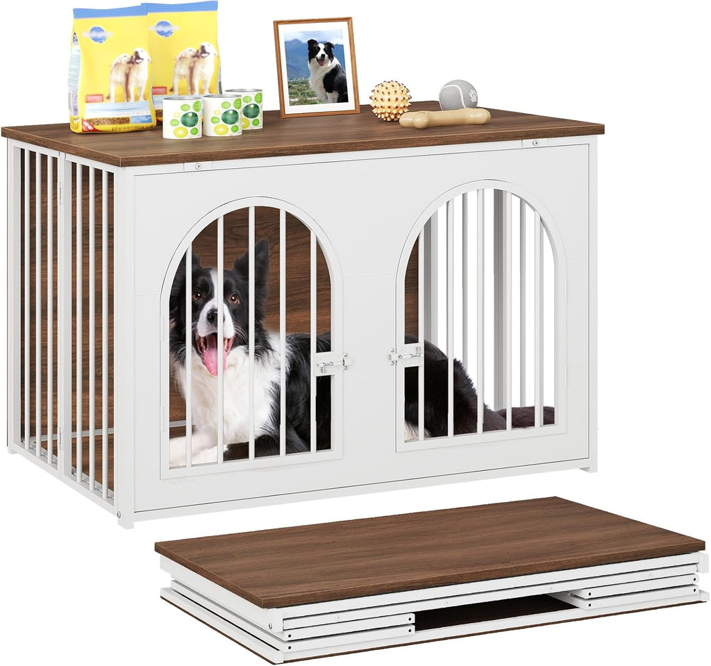 yatiney 37.4" dog crate furniture foldable, assembly-free dog, main product view