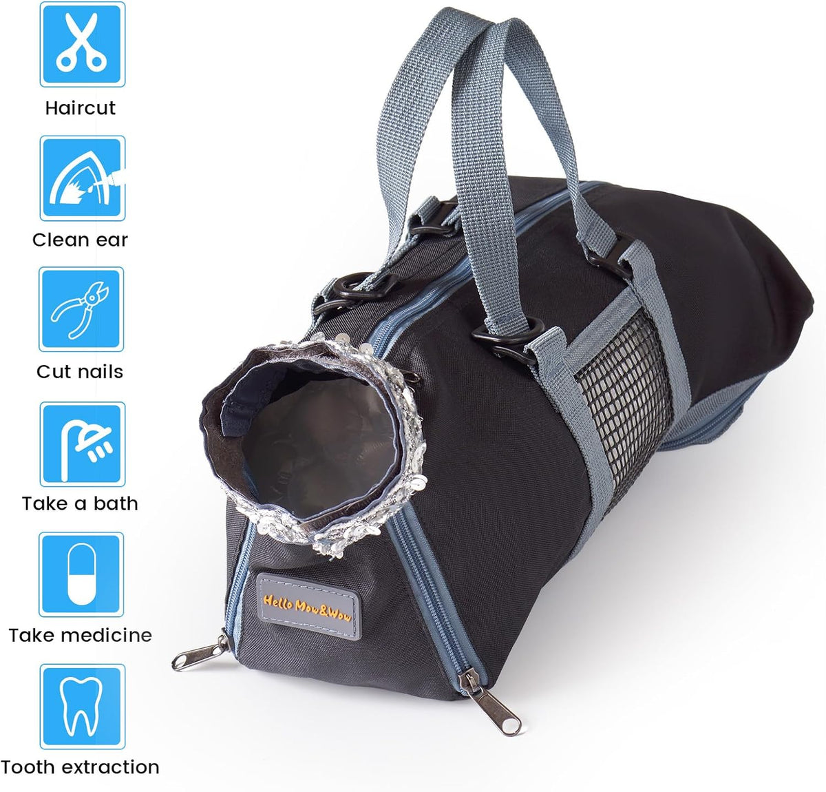 cinf cat restraint grooming bag, anti-scratch tool for, side view