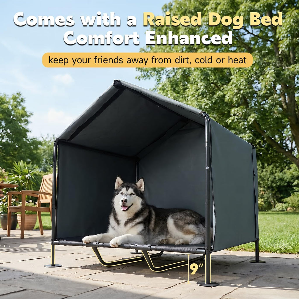 large dog shade with elevated dog bed, waterproof, package contents