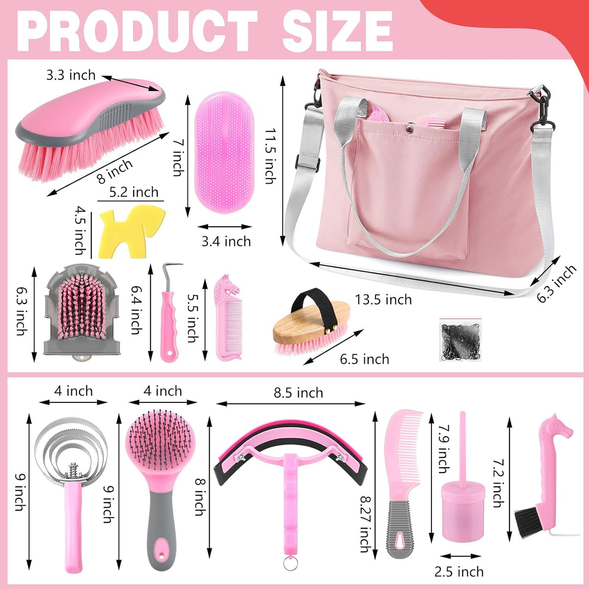 abbylike 15 pieces horse grooming kit with organizer shown in use