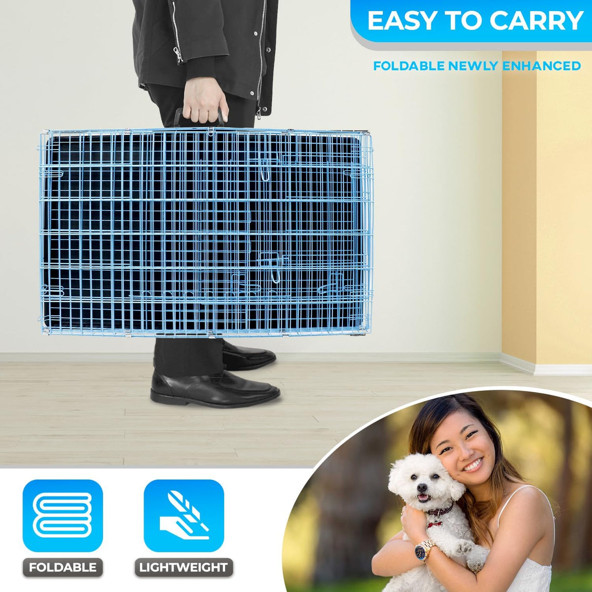 fdw | 24" foldable metal dog crate | showing dimensions