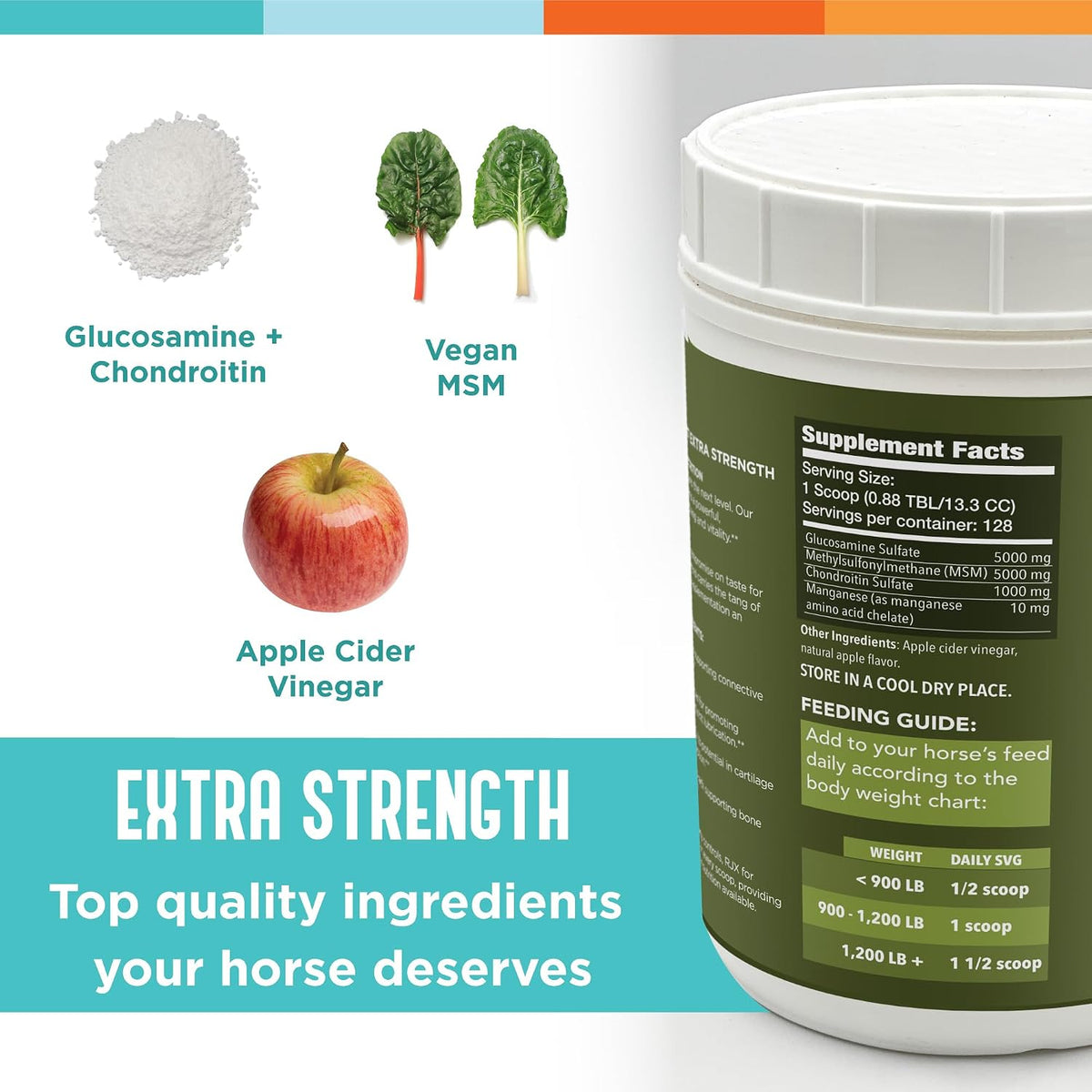 nusentia rjx for horses - triple strength glucosamine showing dimensions