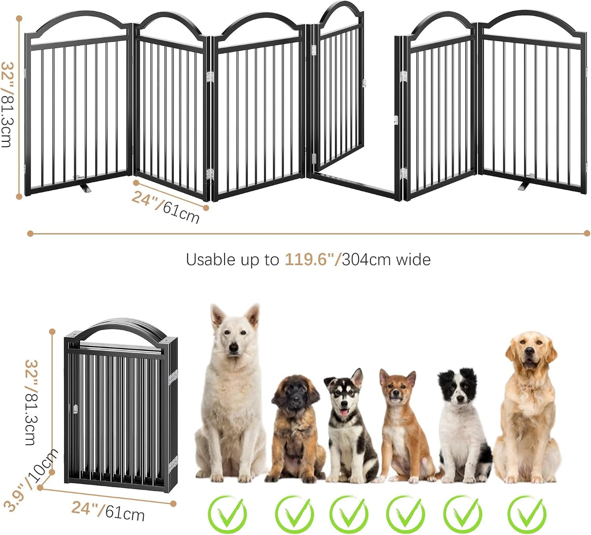 bhg metal no-assembly freestanding dog gate with door, side view