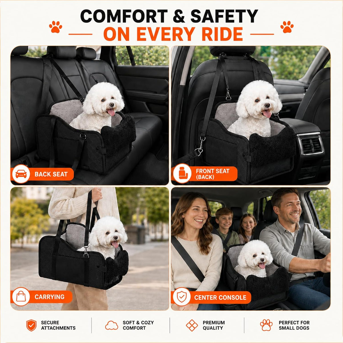 center console dog car seat for small dogs on a desk or shelf