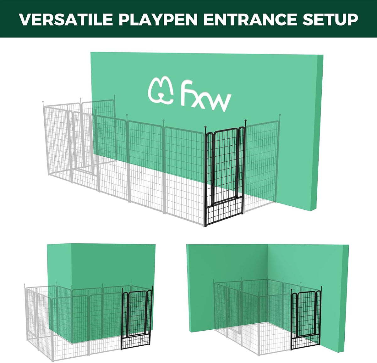 fxw add-on gate panel for outdoor dog playpen, close-up detail