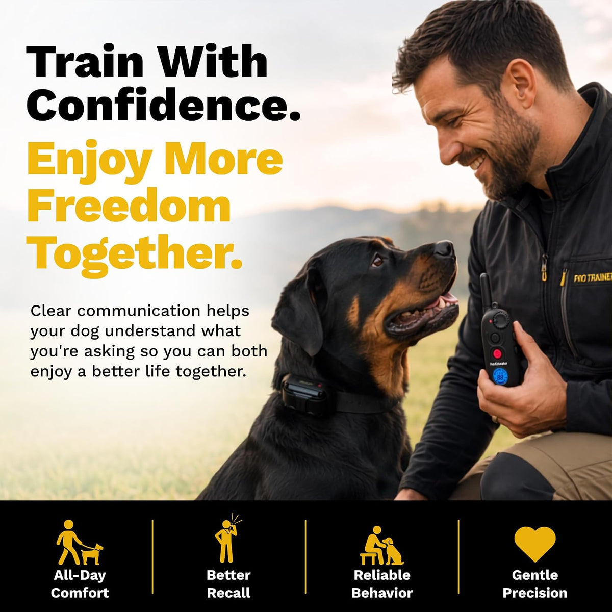 educator pe-900 pro e collar for dog training shown in use