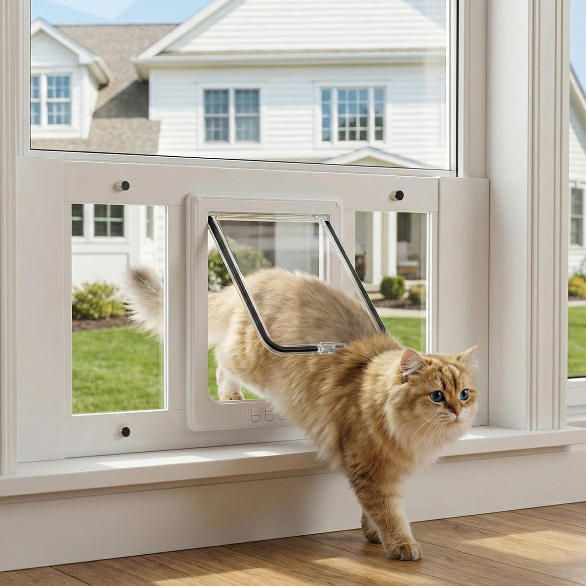 aluminum cat door for window, adjustable full-size window, main product view