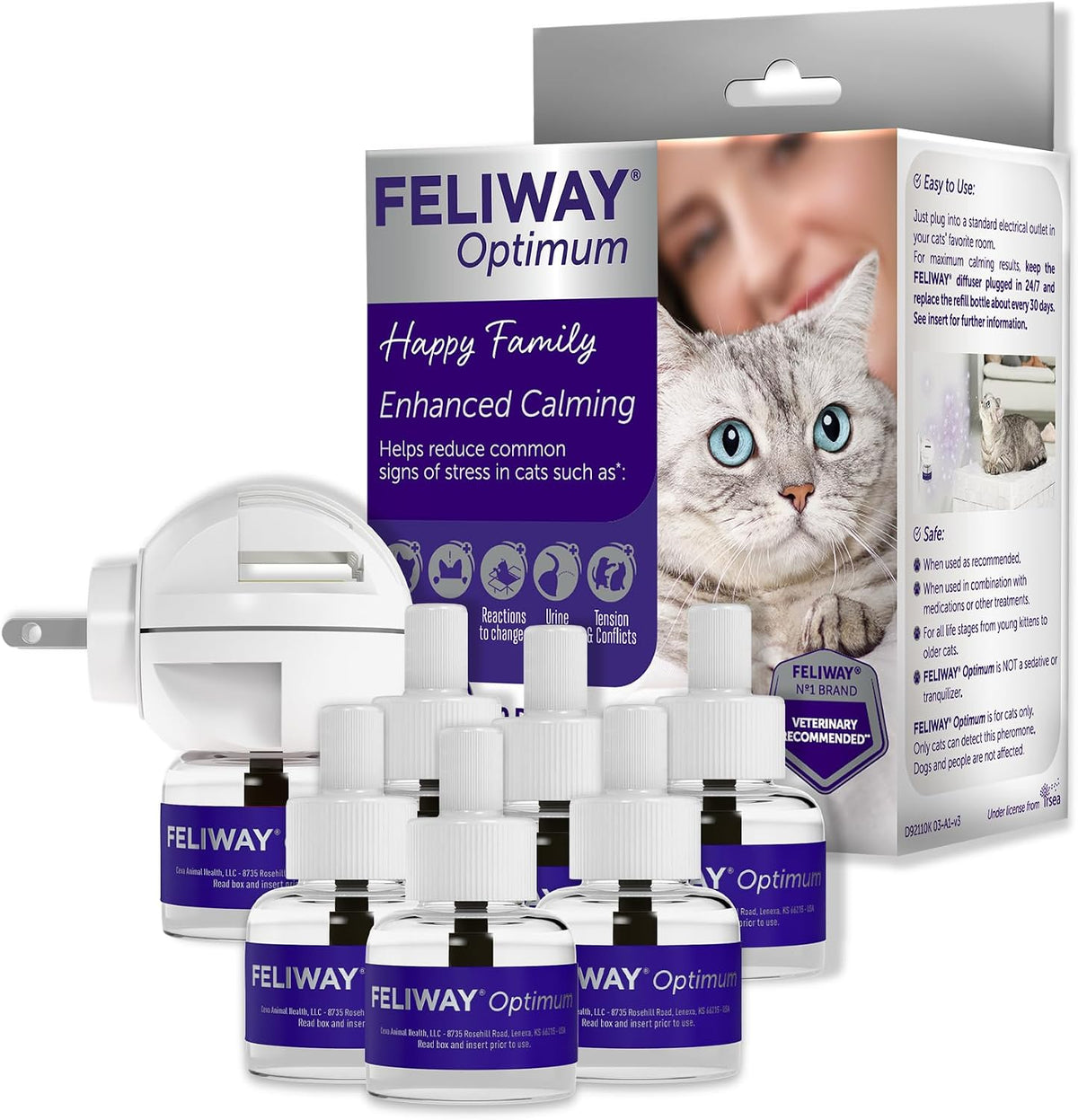 feliway optimum cat calming diffuser kit and 6, main product view