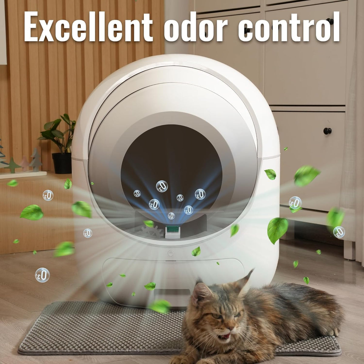 self-cleaning cat litter box for multiple cats,robot litter, side view