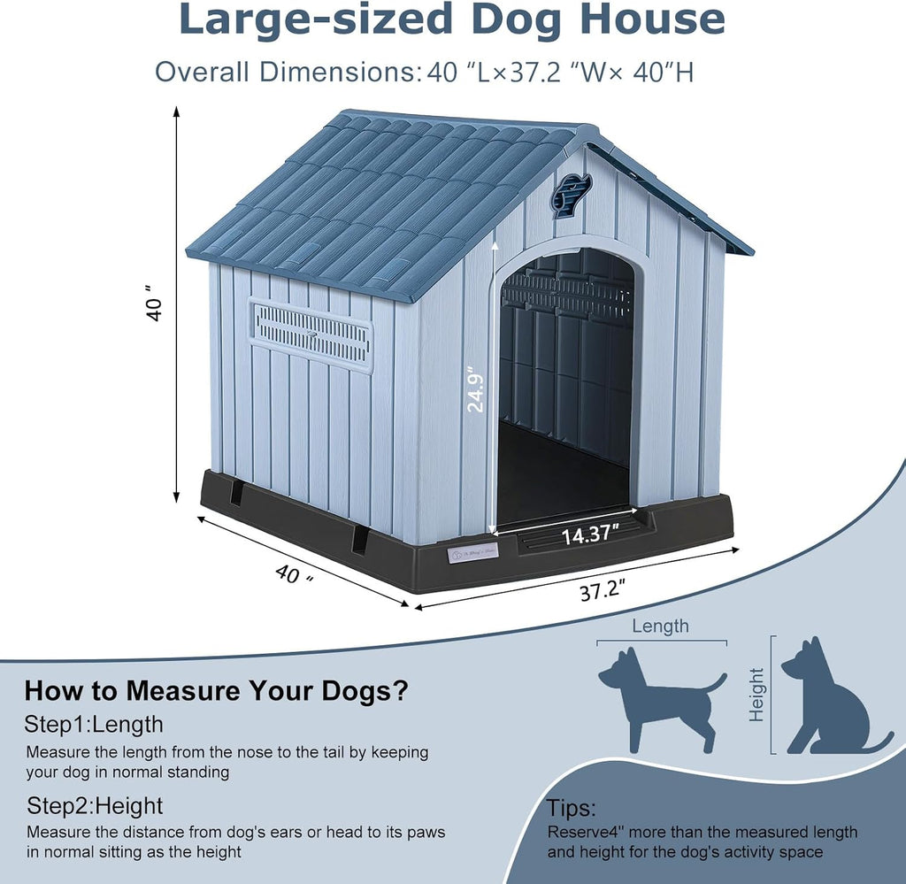 lemberi large plastic dog house for medium large shown in use