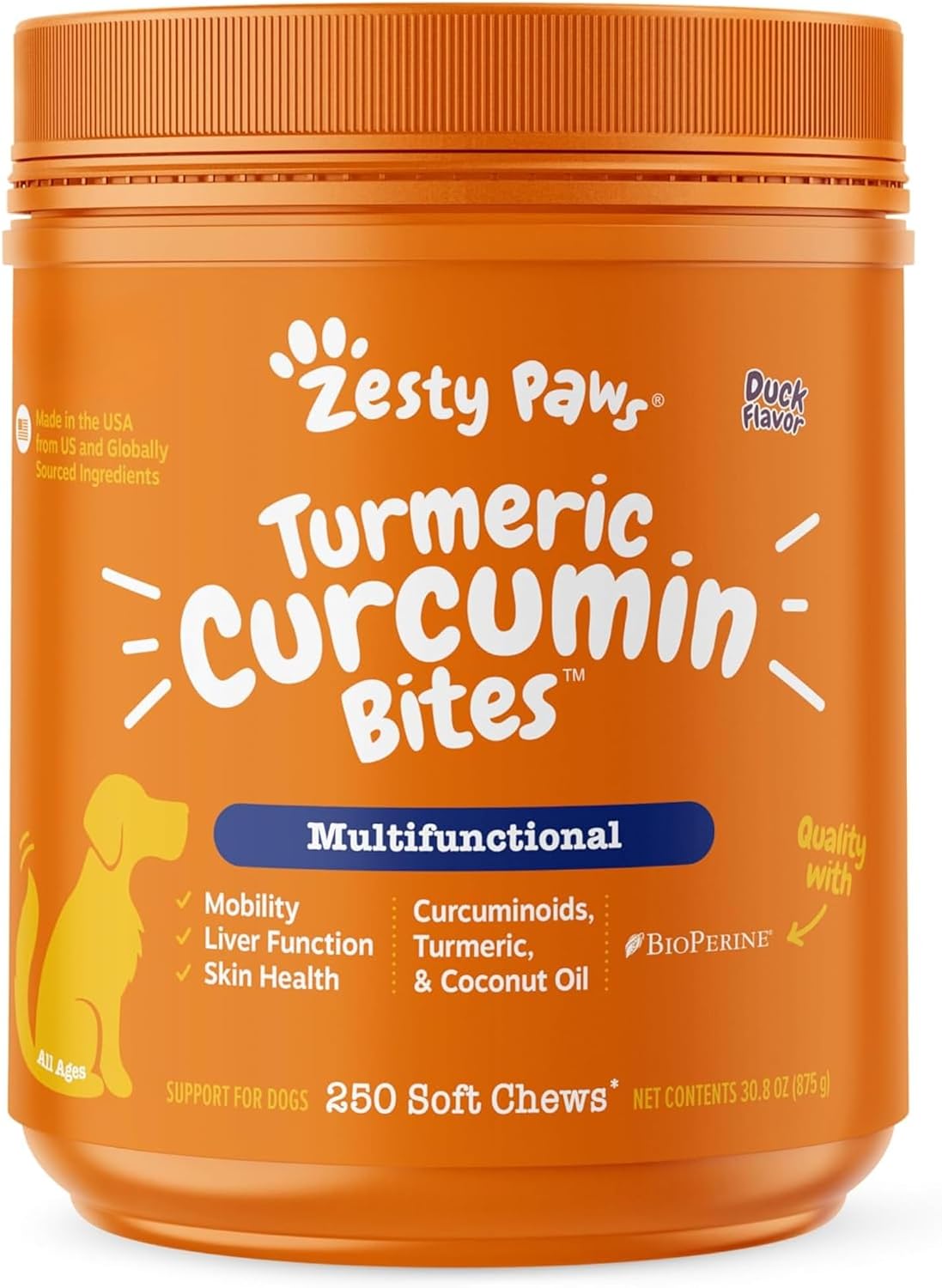 zesty paws turmeric dog joint supplement - joint, main product view