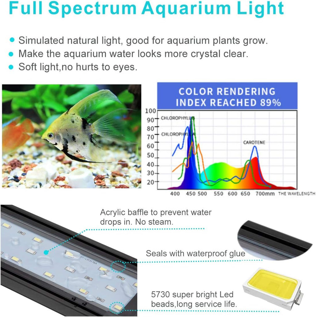 hygger 25w full spectrum aquarium light with aluminum, close-up detail