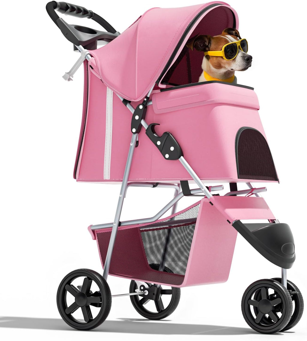magshion 3-wheel pet stroller for small/medium dog cat, main product view