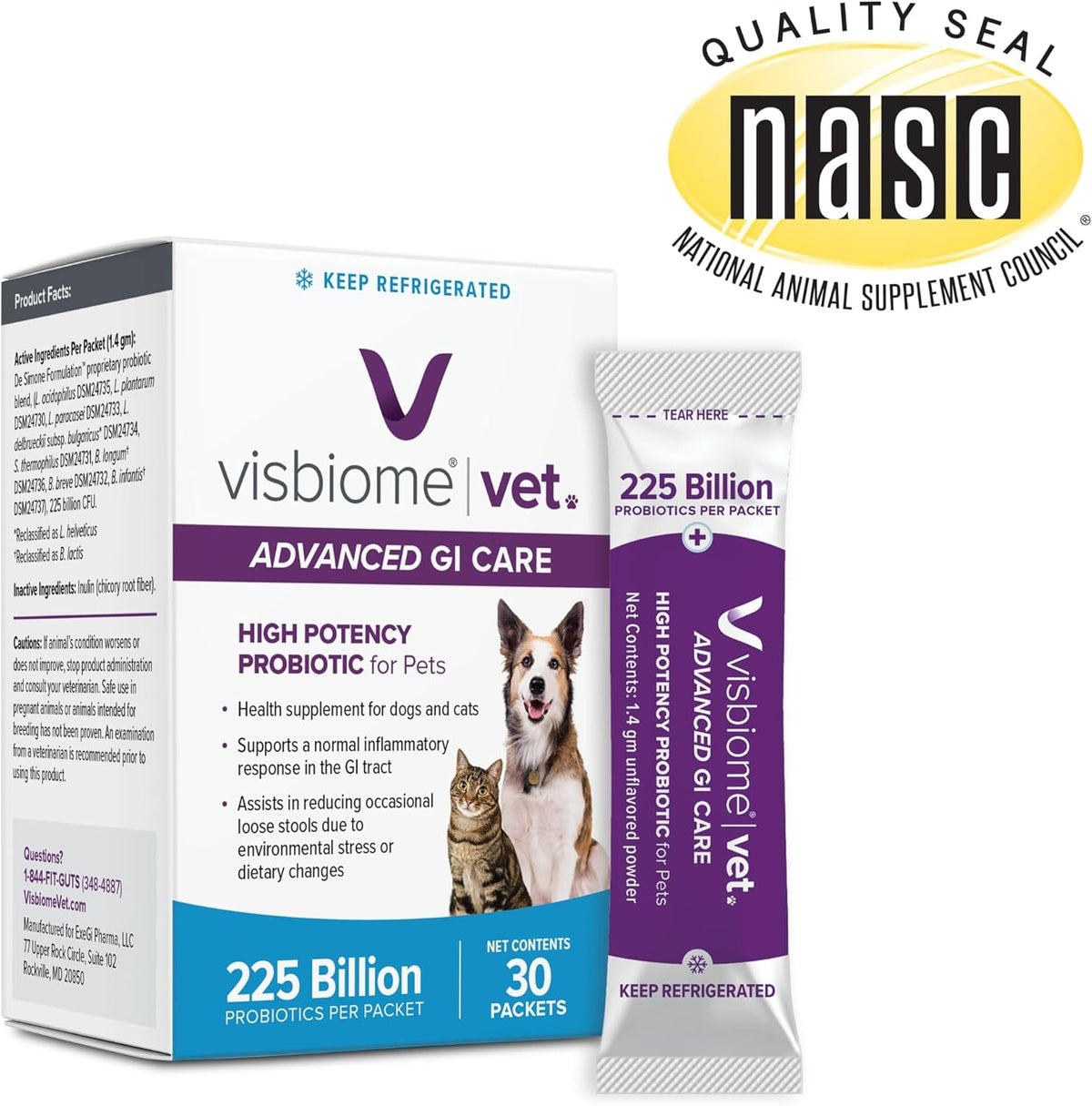 visbiome® vet advanced gi care probiotic for dogs shown in use