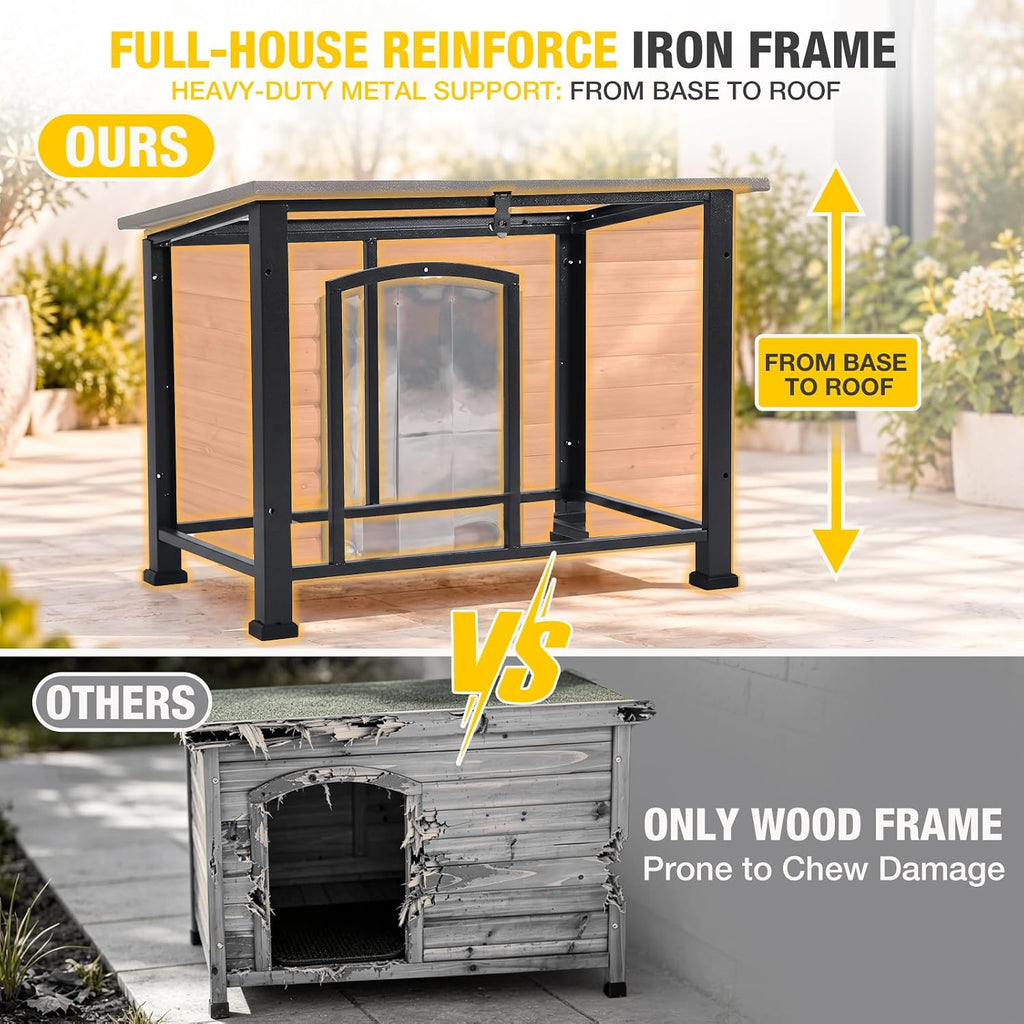 aivituvin heated dog house outdoor 43.3" insulated dog, close-up detail