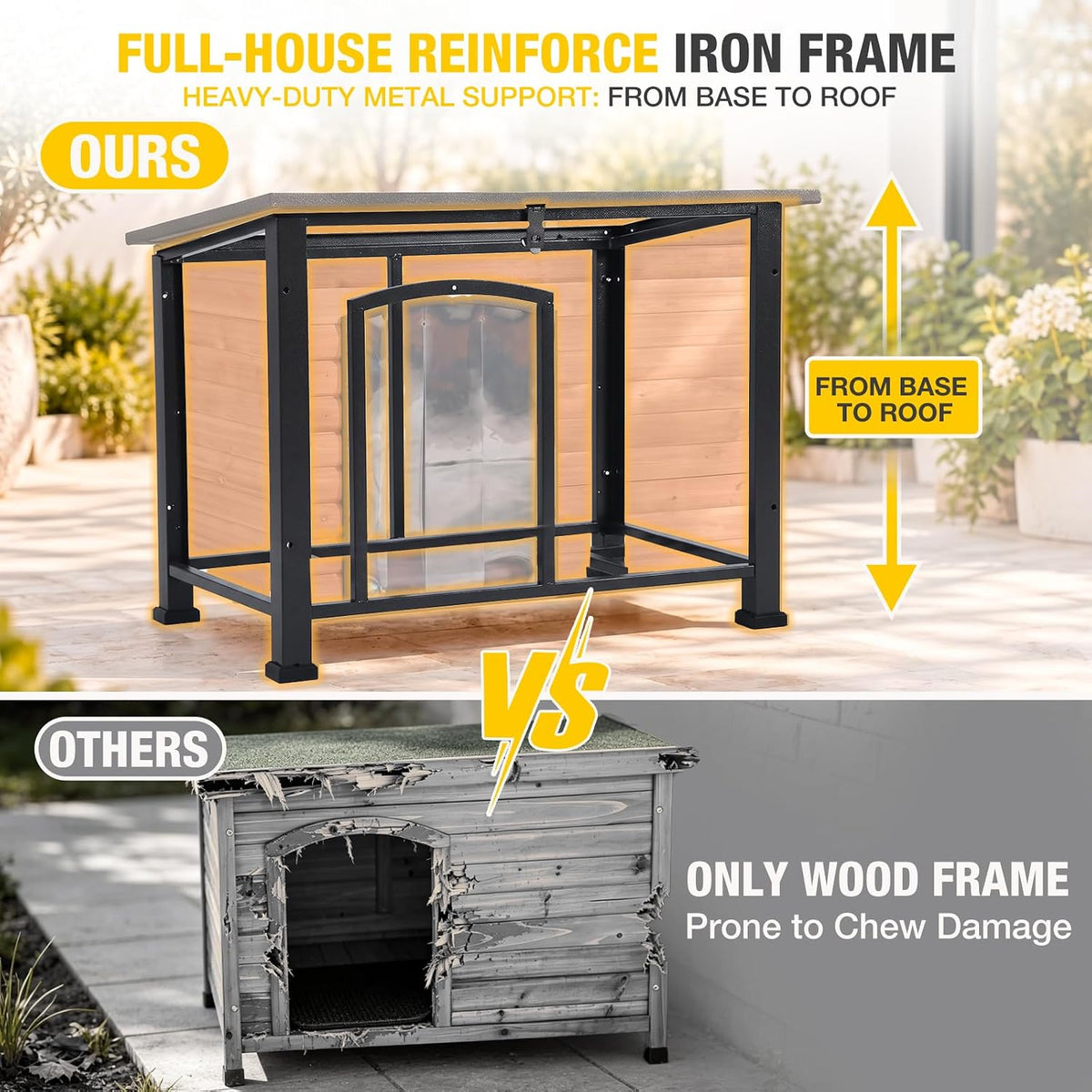 aivituvin heated dog house outdoor 43.3" insulated dog, close-up detail