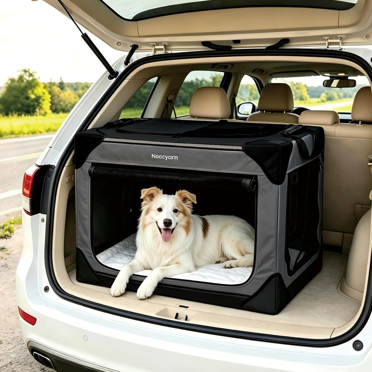 collapsible dog crate for extra large dogs 42, front angle view