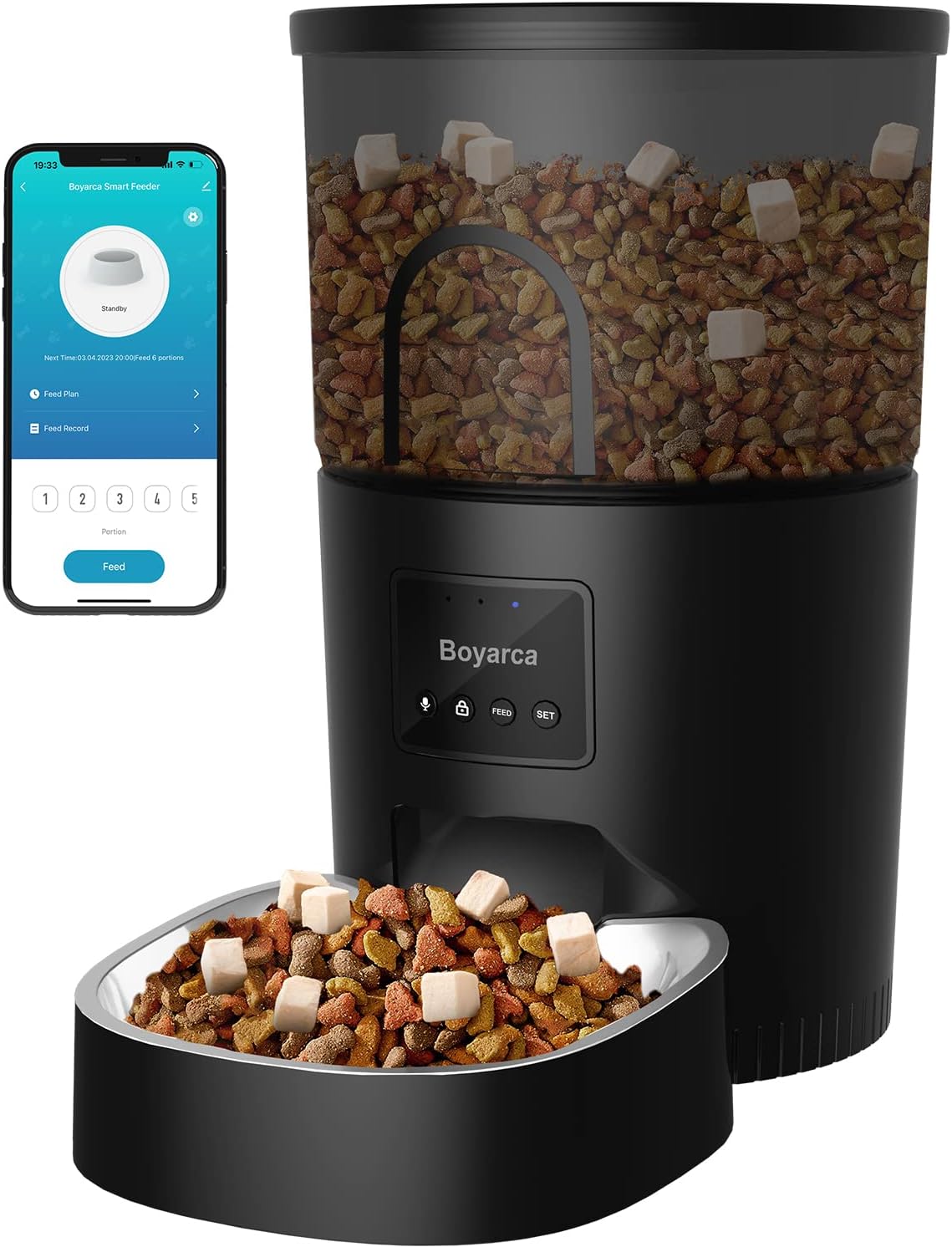boyarca automatic cat feeders with app,wifi tuya smart, main product view