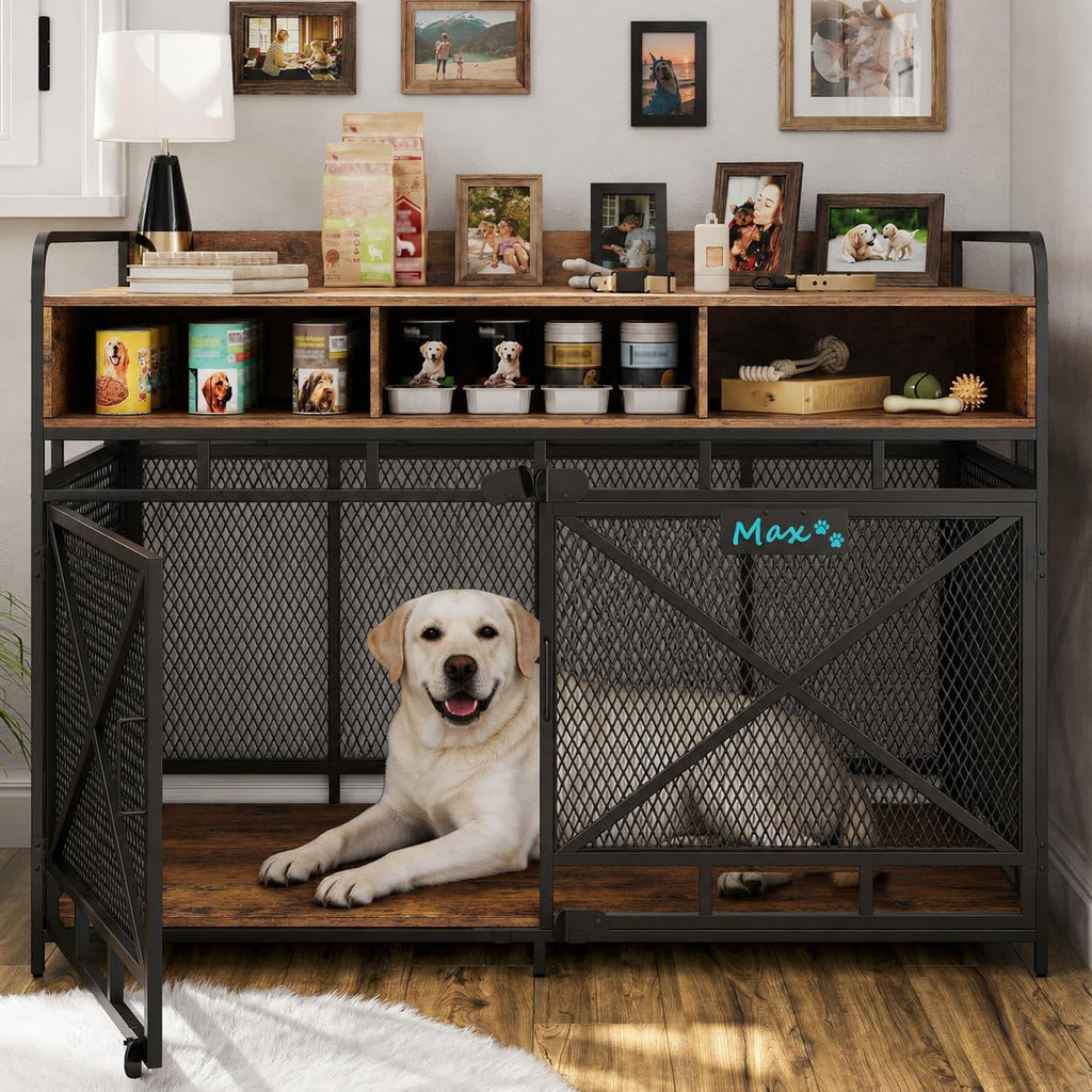 fulhope dog crate furniture, 48" heavy duty wooden, main product view