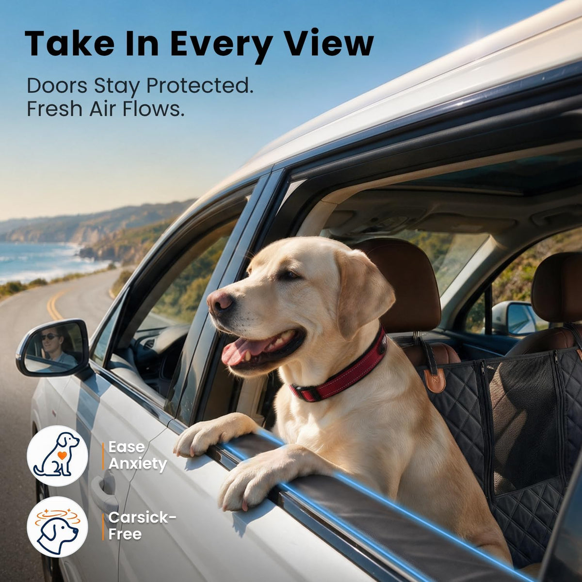 reevaa 3.0 hard bottom dog car seat cover, close-up detail