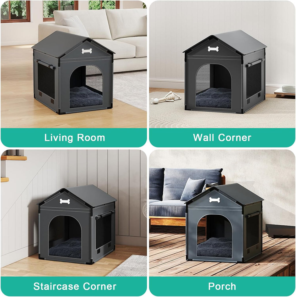 27.6" dog house indoor outdoor dog kennel tent, side view