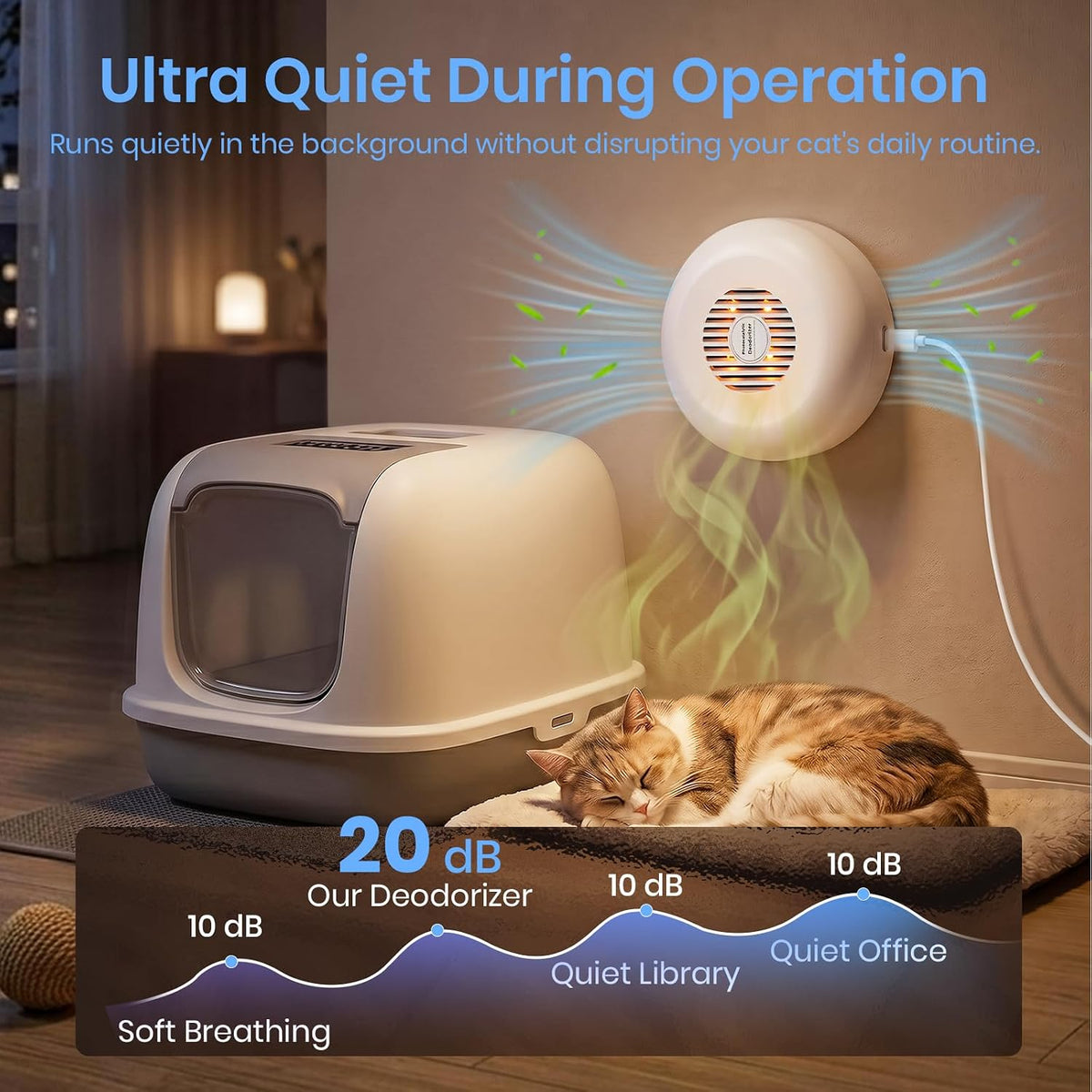 cat litter deodorizer, plug in pet odor eliminator showing dimensions